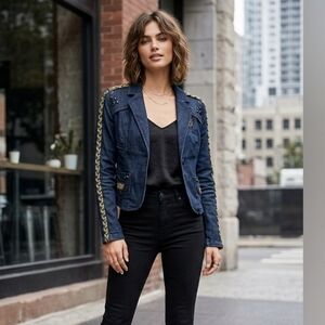 Akdmks, Jean Emroided Design 1999 Vintage Jacket Size M/M Cropped style